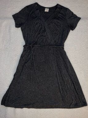 Soma Gray Faux Wrap Dress MEDIUM